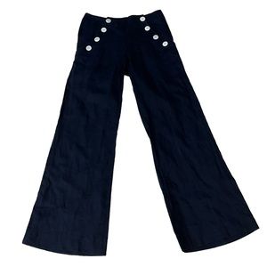 BETSEY JOHNSON 100% Linen vintage sailor wide leg trouser women’s size 2